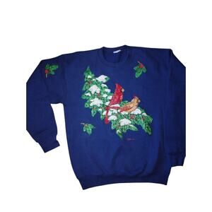 A26-Vintage '90s Red Cardinal Christmas Sweatshirt
